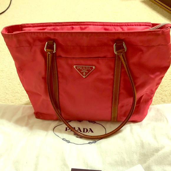 PRADA: Teasuto Shopping Tote in Hot Pink - Picture 1 of 8
